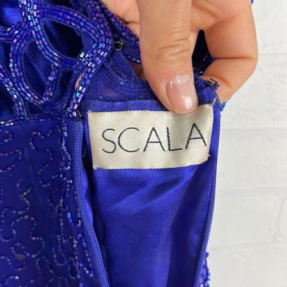 Scala Womens Silk Beaded Dress size Medium Blue Long Dress - Picture 11 of 16